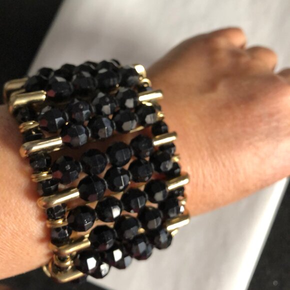 Beautiful bracelet black beads elastic metal spacer multimedia - Picture 4 of 6